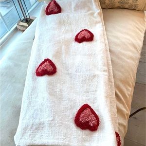 Rachel Zoe Pink Red Valentine Heart Throw Blanket with Fringe- RARE FIND!